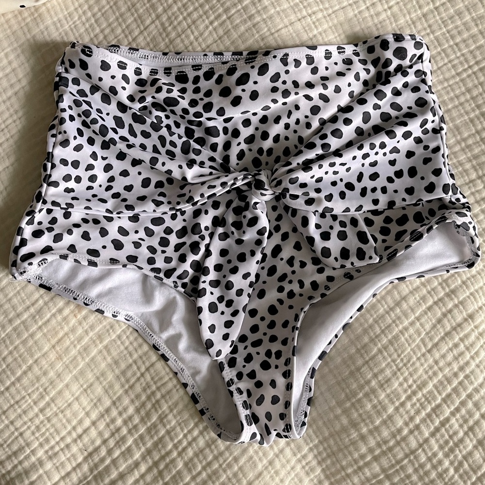 Kortni Jeane spotted high waist tie up bikini bottom